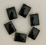 Six Piece a Pack Connector  Sterling Silver 925 Black Onyx  Rectangle Shape, Size : 15mmX20mm.#DM 520