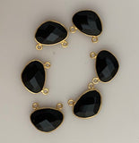 Six Piece a Pack Connector Real Gold Plated Black Onyx  H Oval Shape, Size : 10mmX15mm.
