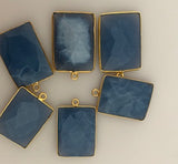 Six Piece a Pack One Loop Real Gold Plated  Blue Opal Rectangle Shape, Size : 15mmX20mm.