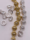 1 Strand of Fancy  Cap/End Caps, Available Gold Finish And Silver Plated, Brass Bead Cap. Sizes: 12mmX7mm