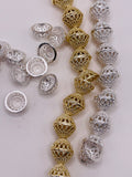 1 Strand of Fancy  Cap/End Caps, Available Gold Finish And Silver Plated, Brass Bead Cap. Sizes: 12mmX7mm