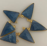 Six Piece a Pack Connector Real Gold Plated Blue Opal Triangle Shape, Size : 10mmX15mm.