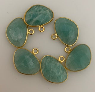 A Pack of six Pieces One Loop Real Gold Plated Amazonite  H Oval Shape, Size : 10mmX15mm.