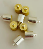 A Pack of 8 to 15Pcs End Caps, Silver, Gold & Copper plated brass, barrel  Kumihimo End Cap Available Three Size 13mX10,12mX8m,10mX6m