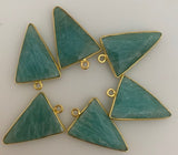 Amazonite Six Piece a Pack One Loop  Real Gold Plated And Sterling Silver  Triangle  Shape Amazonite Bezel, Size : 15mmX20mm.