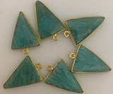 Amazonite Six Piece a Pack One Loop  Real Gold Plated And Sterling Silver  Triangle  Shape Amazonite Bezel, Size : 15mmX20mm.