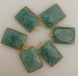 A Pack of six Pieces One Loop Real Gold Plated  Amazonite Rectangle Shape, Size : 15mmX20mm.#DM 453