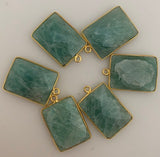 A Pack of six Pieces One Loop Real Gold Plated  Amazonite Rectangle Shape, Size : 15mmX20mm.#DM 453