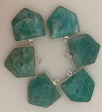 Amazonite One-Piece with One Loop – Pentagon Shape Bezel, Real Gold Plated Sterling Silver 925, Size: 18mm x 18mm