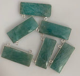 A Pack of Six Pieces Connector Real Gold Plated And Sterling Silver Amazonite  Rectangle Shape,Size :12mmX30mm.