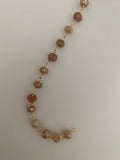Peach moon Stone Gold Plated Rosary Beaded Chain,Wire Wrapping Gemstone ,Natural Gemstone ,Anti-Tarnish Finished chain #49-6 Peach moonstone