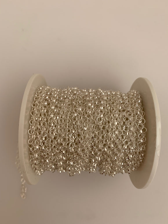 3 Feet Of Sterling Silver Chain, Round Rolo Flat wire Cable, 925 Sterling All The Way Through, Chain Size: 2.7mm | CHN34SS