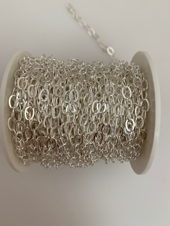 Sterling Silver Chain,  Flat Oval Cable Chain Size :3.5mmX5.3mm | CHN14SS