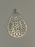 Filigree Teardrop, 6 Pcs., Sizes: 47mmX30mm, Gold And Silver Plated, Gunmetal  Pendant , Brushed Finish, Handmade Findings/Components.