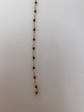 3 Feet Black Spinel Gold  Plated Rosary Faceted Beaded Chain,Wire Wrapping  Chain,Natural Gemstone chain Size :2mm #Black Spinel