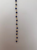 3 Feet Blue Lapis Gold Plated   Faceted Beaded Chain,Wire Wrapping  Chain,Natural Gemstone chain Size :3mm #Blue Lapis