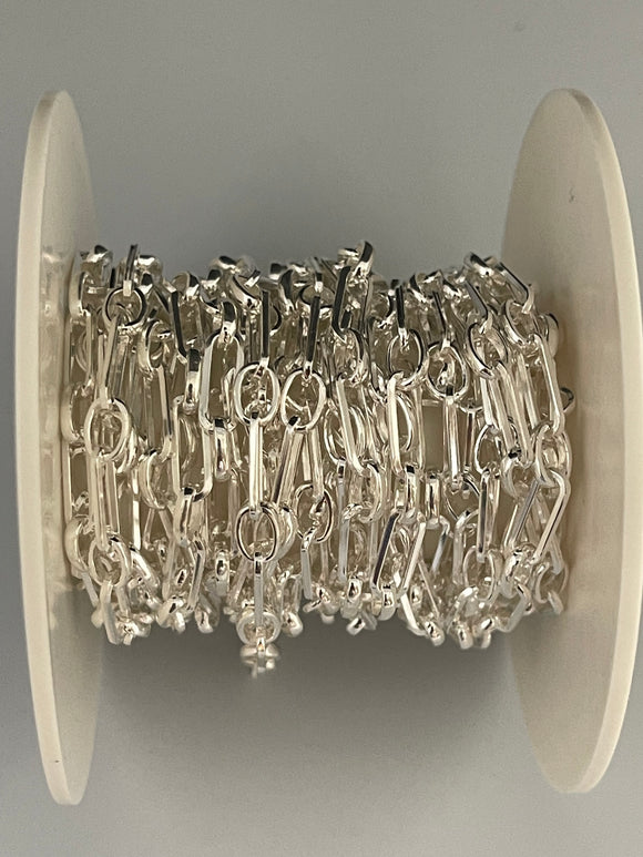 3 Feet of 925 Sterling  Silver Paper Clip Squared Alternated Oval Links Wire 1mm Size: 4,25X11,3-4,87X7m | CHN140SS