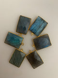 Labradorite Bezel Pack of Six Pieces One Loop Real Gold Plated And  Sterling Silver Natural Labradorite Rectangle Shape  Size :15mX20m