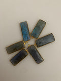 Labradorite Bezel Six Piece a Pack One Loop Gold Plated And  Real  Sterling Silver 925 Labradorite  Rectangle Shape, Size : 12mmX30mm.