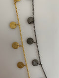 3 Feet long Disc Chain | Dangling Disc Chain | Gold Finish and Gunmetal Plated | Flat DISC Chain | Disc Size is 8mm |
