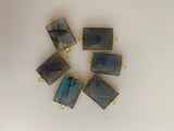 Labradorite Bezel Six Piece a Pack Connector Real Gold Plated and Sterling Silver 925 Labradorite  Rectangle Shape, Size : 15mmX20mm.