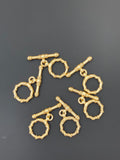 6 Pcs of Gold Finish |Twisted Toggles | Hammered | Hand Made Copper Toggles/ Clasps | Size:18mmX15mm | Gold Finish | #198