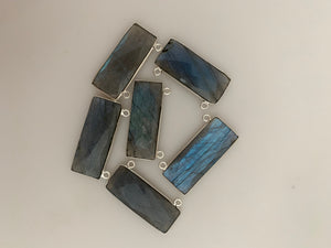 Labradorite  Bezel Pack of Six Pieces  Connector Real Sterling Silver Labradorite Rectangle  Shape Size :12mmX30mm.