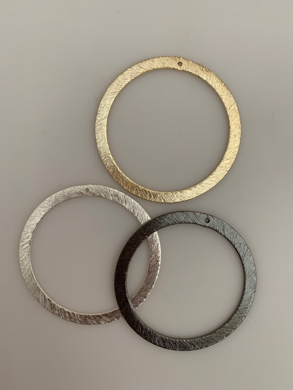 Wide and Brushed Ear Ring Hoops/ Circles. E-coated, Brushed Finish, Handmade Rings/Circles/Hoops. Available in Three  colors and Two sizes.