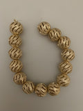 1 Strand of Fancy Shiny  Round Gold Finish,Brushed Finished Round  Beads , E-coated Beads. Bead Size is: 15mm