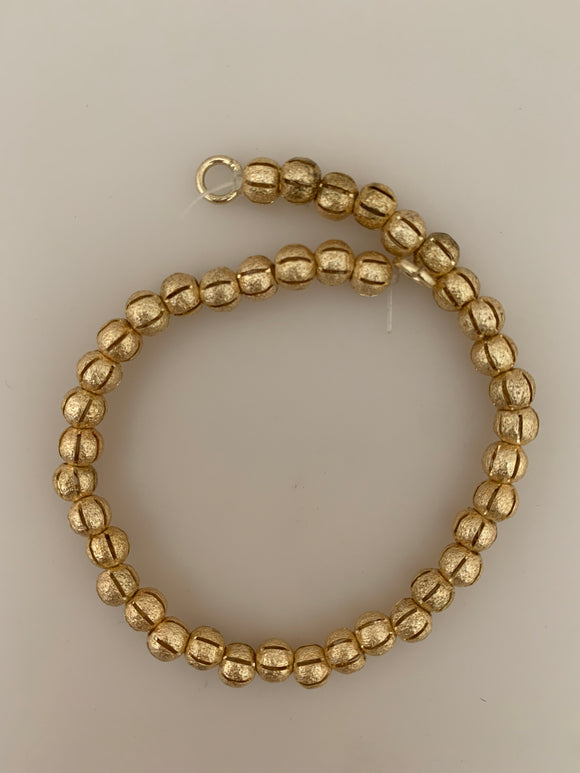 1 Strand of Decorative Beads,Round Shiny Gold Finish,  Brushed Finish, E-coated (about 34 to 40 Beads) Size: 5mm and 6 mm