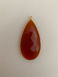 Red Onyx  1  Pieces One Loop Real Gold Plated and Sterling Silver 925 Red Onyx Tear Drop Shape, Size : 24mmX46mm.