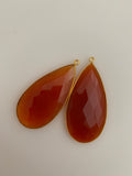 Red Onyx  1  Pieces One Loop Real Gold Plated and Sterling Silver 925 Red Onyx Tear Drop Shape, Size : 24mmX46mm.