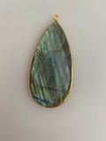 Labradorite   1  Pieces One Loop Real Gold Plated and Sterling Silver 925 Labradorite Tear Drop Shape, Size : 24mmX46mm.