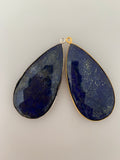 Blue Lapis 1  Pieces One Loop Real Gold Plated and Sterling Silver 925 Blue Lapis Tear Drop Shape, Size : 24mmX46mm.