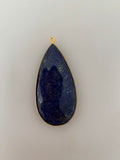 Blue Lapis 1  Pieces One Loop Real Gold Plated and Sterling Silver 925 Blue Lapis Tear Drop Shape, Size : 24mmX46mm.