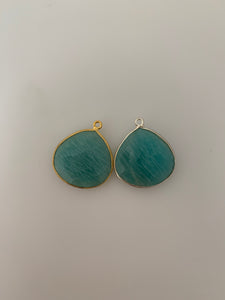 Amazonite 1 Pieces One Loop Real Gold Plated and Sterling Silver 925 Amazonite Hear shape Shape, Size : 21mmX21mm.