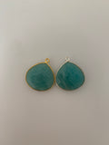 Amazonite 1 Pieces One Loop Real Gold Plated and Sterling Silver 925 Amazonite Hear shape Shape, Size : 21mmX21mm.