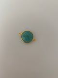 Amazonite  1 Pieces Connector Real Gold Plated and Sterling Silver 925 Amazonite Round  Shape, Size : 17mm
