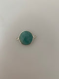 Amazonite  1 Pieces Connector Real Gold Plated and Sterling Silver 925 Amazonite Round  Shape, Size : 17mm