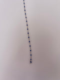 3 Feet Sterling Silver dc cable RHODIUM-Enamel BLUE-0,6 mm space between enamel beads  #166BFR-SS