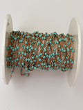 3 Feet sterling Silver Chain dc  Cable Rose Enable Turquoise 0.6mm Space Between Enable Beaded Size :1,43x2,15 #166 TFP-SS