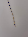 3 Feet Sterling  Silver Chain  DC cable FLASH GOLD-Enamel BLUE-0,6 mm space between enamel beads Size:1,43x2,15#166BFY-SS