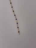 3 Feet Sterling  Silver Chain  DC cable FLASH GOLD-Enamel BLUE-0,6 mm space between enamel beads Size:1,43x2,15#166BFY-SS