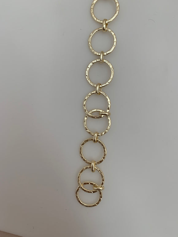 3 Feet of Chain Gold Finish & Silver Plated Patterned Circle  Shape Solid Copper Pattern, Chain sizes: 15mm. LCH15BMGO