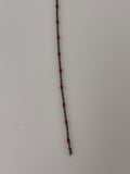 3 Feet Sterling Silver Chain dc cable black  rh-Enamel orange  FLUO-0,6 mm space between enamel beads Size :1,43x2,15 #FOB-SS
