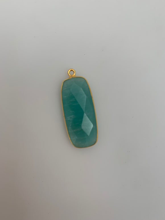 Amazonite One Piece  Gold Plated one LoopBezel Rectangle Shape, Size : 29mmX24mm H-22