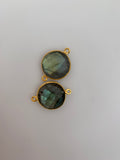 Labradorite  1 Pieces Connector Real Gold Plated Over sterling silver  Labradorite  Round  Shape, Size : 16mm H-17
