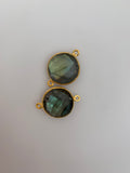 Labradorite  1 Pieces Connector Real Gold Plated Over sterling silver  Labradorite  Round  Shape, Size : 16mm H-17