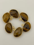 Tiger Eye  Six Piece a Pack One Loop Gold Plated And  Sterling Silver 925 Tiger Eye H oval Shape, Size : 10mmX15mm.