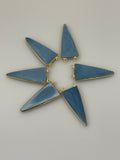 Blue Opal Six  Piece a Pack Connector Gold Plated Blue Opal  Triangle Shape, Size : 15mmX35mm.#DM 1694